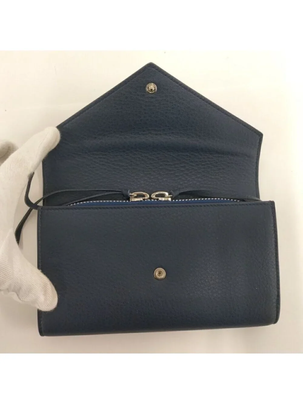 Balenciaga Paper Mani Bifold Wallet Leather Navy - Picture 2 of 10